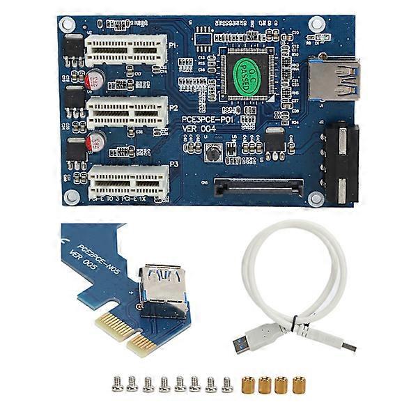PCIE expansion kit Express adapter card Switch Riser card 1X to 3X with USB cable.