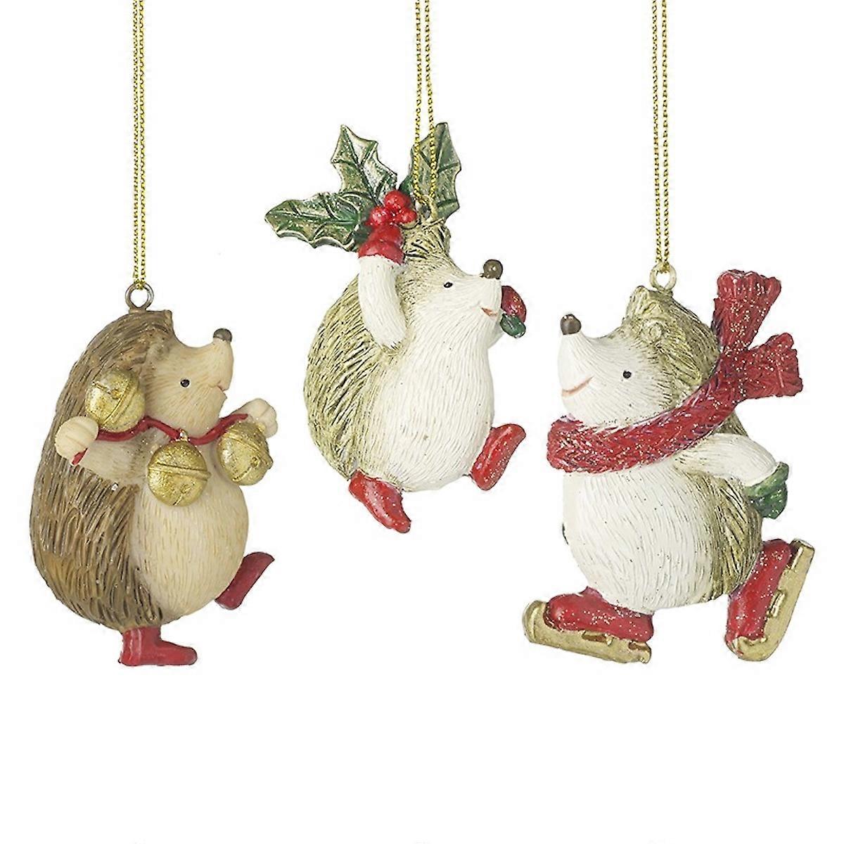 Heaven Sends Set of Three Festive Hedgehog Christmas Tree Decorations