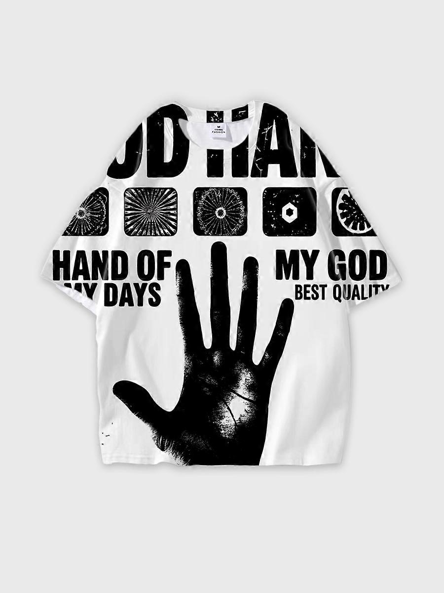 T-shirt round neck Pattern loose short sleeve N3153