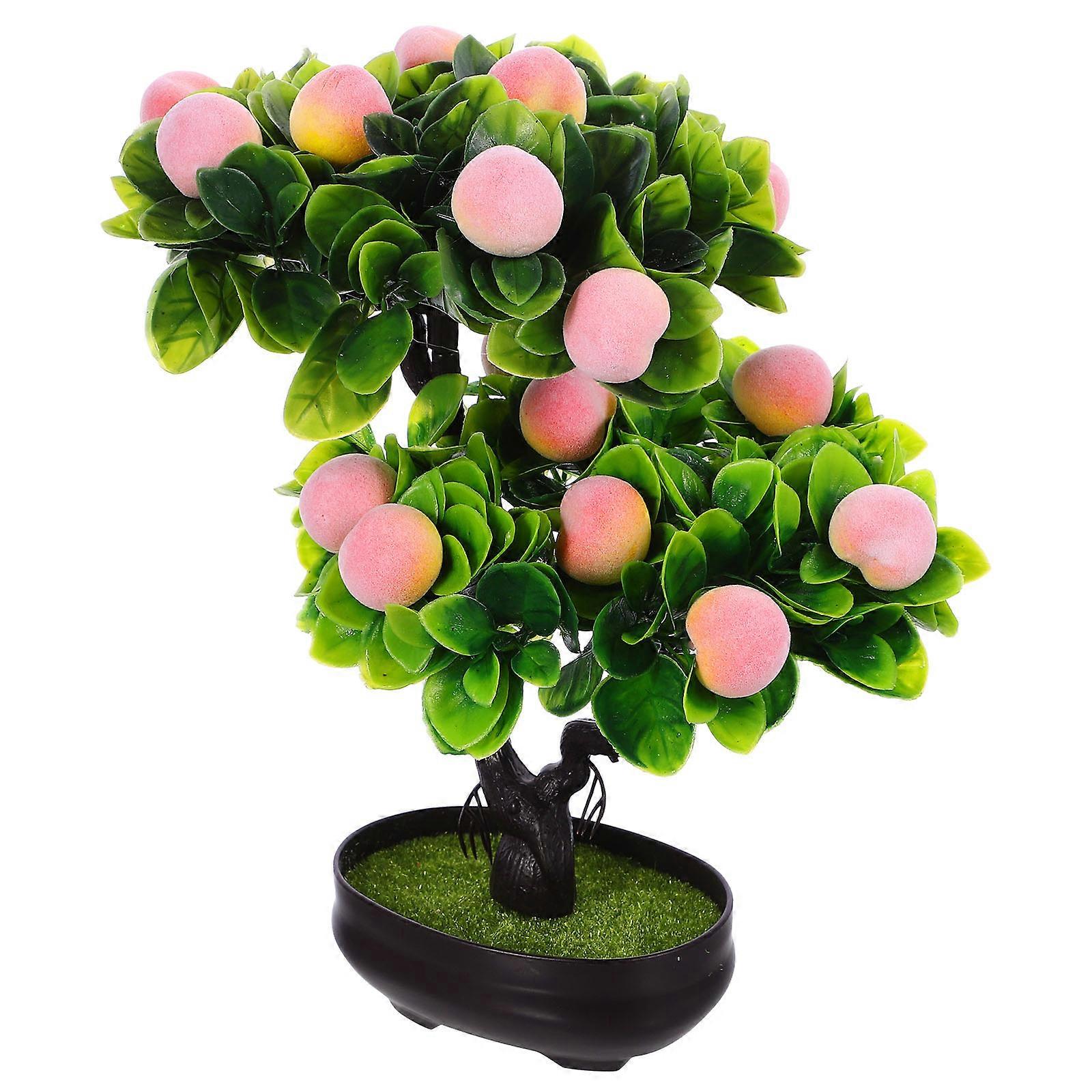 Artificial Fruit Tree with Pot for Home Decoration Multi Plastic Simulation Bonsai Ornament 14.5 Inch