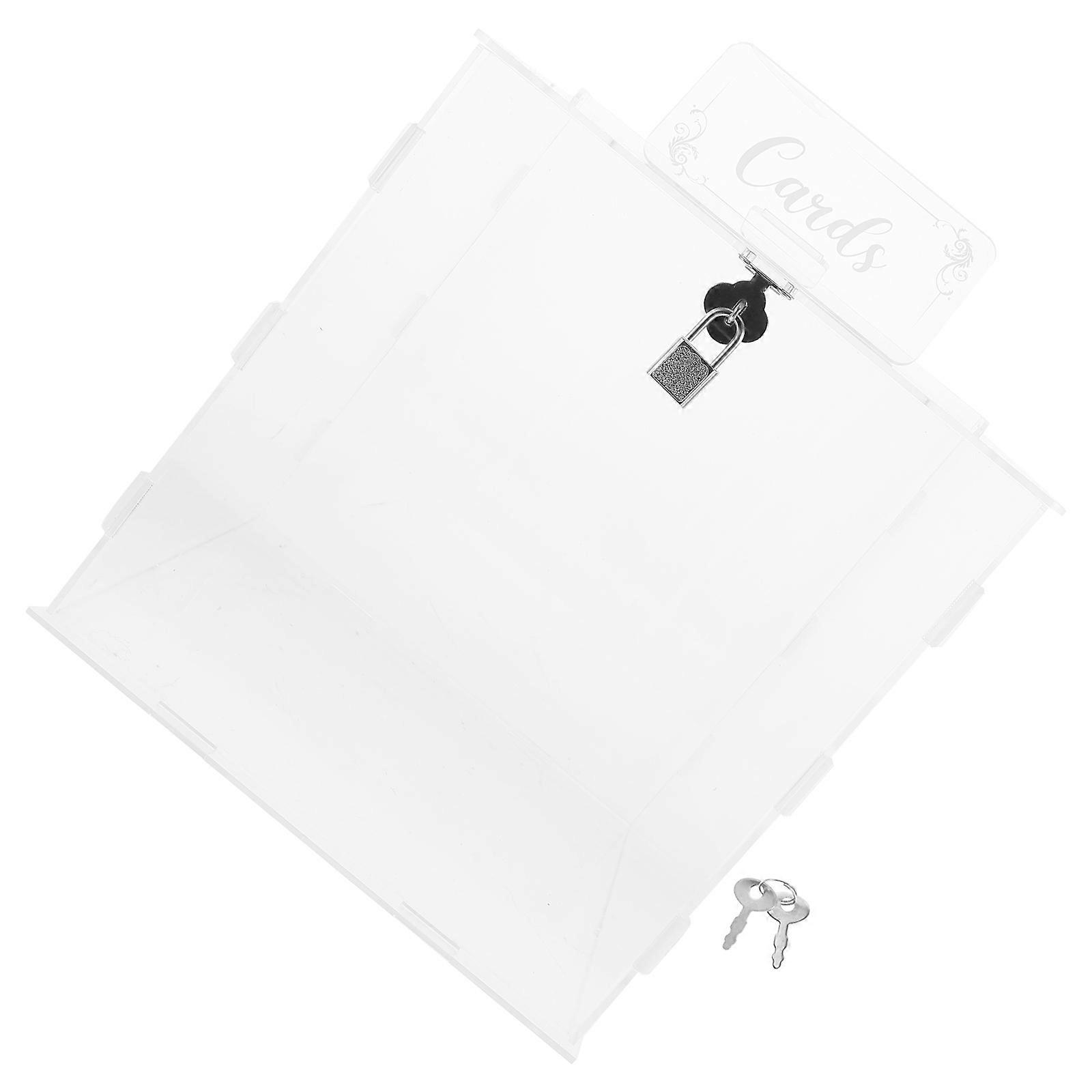 Acrylic Card Box with Lock for Wedding Party White Safe Reusable 7.87 x 5.12 x 3.94 Inches