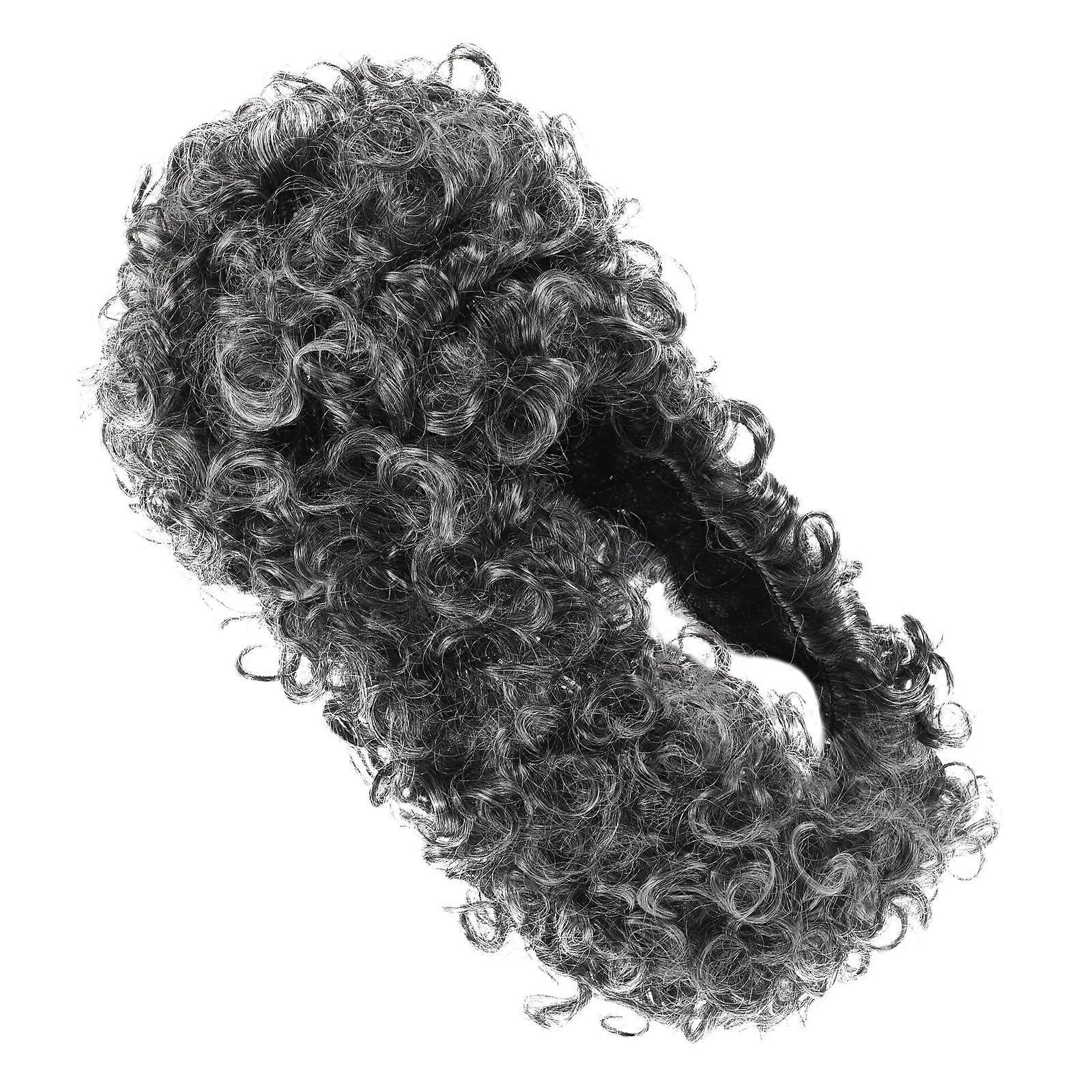 Realistic Dark Grey Curly Wig Made from Synthetic Fibers for Cosplay with Comfortable Fit and Versatile Use 12 inches