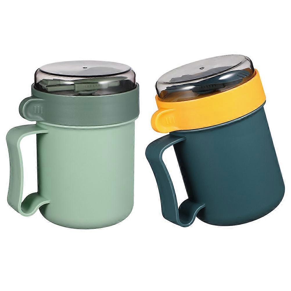Assorted Color Soup Container with Lid and Spoon for Soup PP Material Perfect for Outdoor Use 2pcs