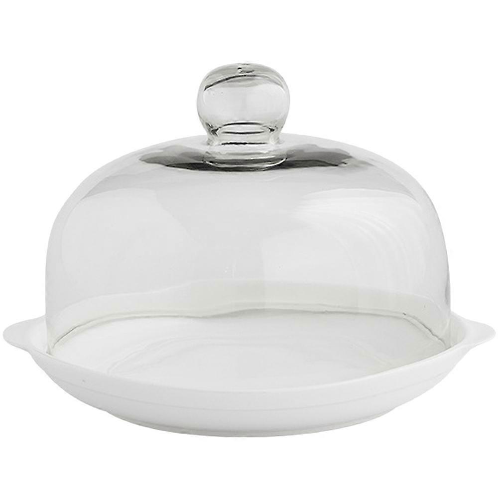 Microwaveable Cake Plate with Dome for Storage Transparent Glass Cover Keeps Food Clean 1 Set