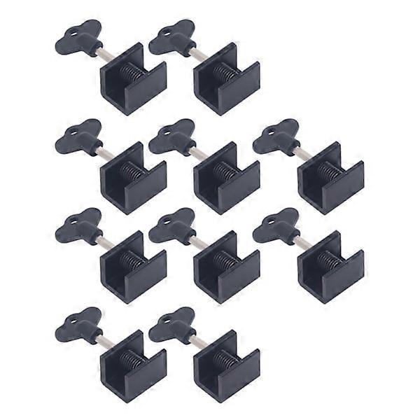 10 sets one-hole window locks with wrench, adjustable vertical horizontal sliding lock set, black