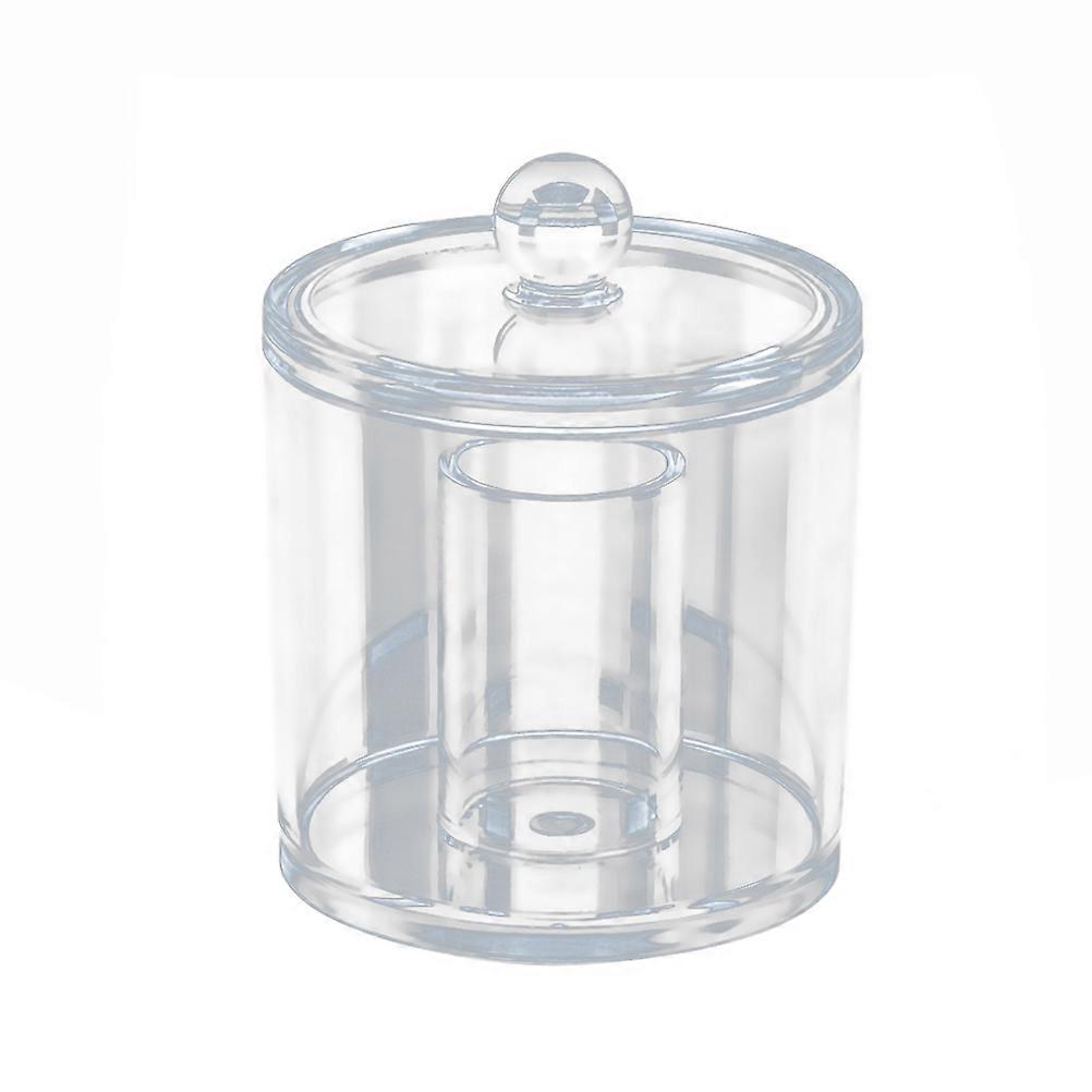 Acrylic Transparent Swab Organizer with Lid for Toiletry Holding Round Container 3.54 inches diameter