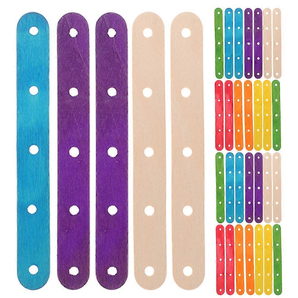 200pcs Rainbow Colored Craft Sticks with Holes Wooden DIY Model Accessories for Creative School Projects and Home Decorations