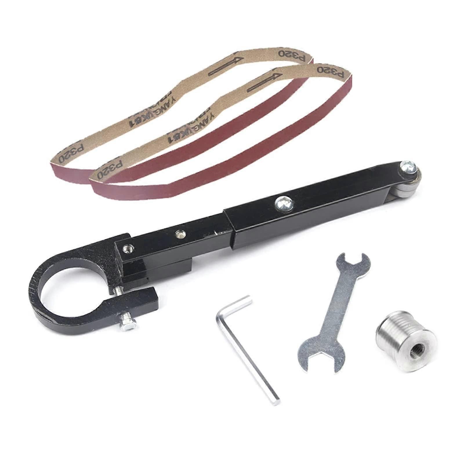 Air belt sander, modified sanding belt machine accessory, ergonomic grip design, alloy, bracket