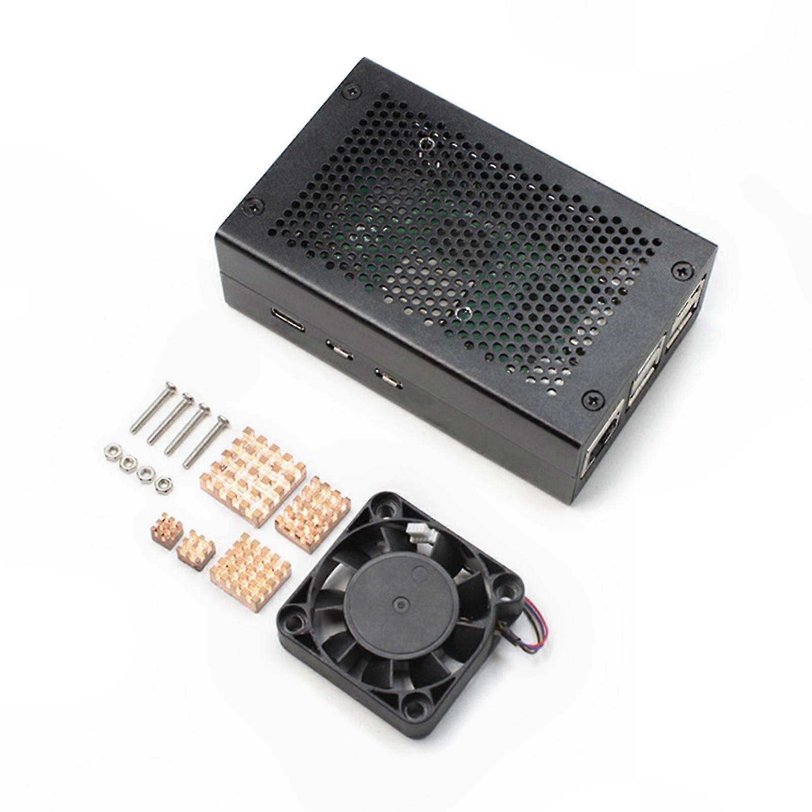 Aluminum Alloy Case Meshes Metal Shell Enclosure with Cooling Fan Heatsinks for 5