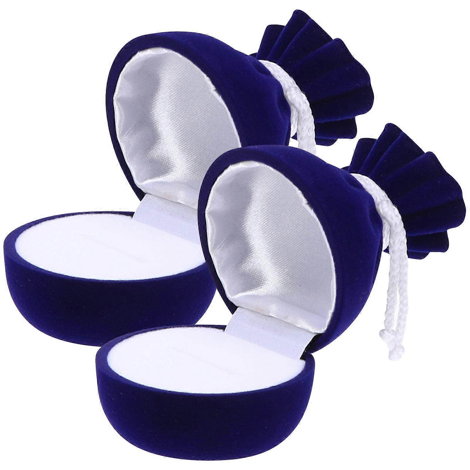 2Pcs Velvet Ear Stud Organizer Jewelry Box for Storage in Blue