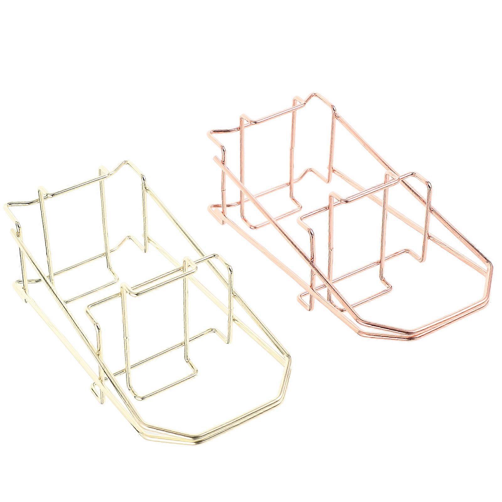 Vanity Accessories 2Pcs Stylish Double-Layer Powder Puff Rack For Makeup Preparation Assorted Color Storage