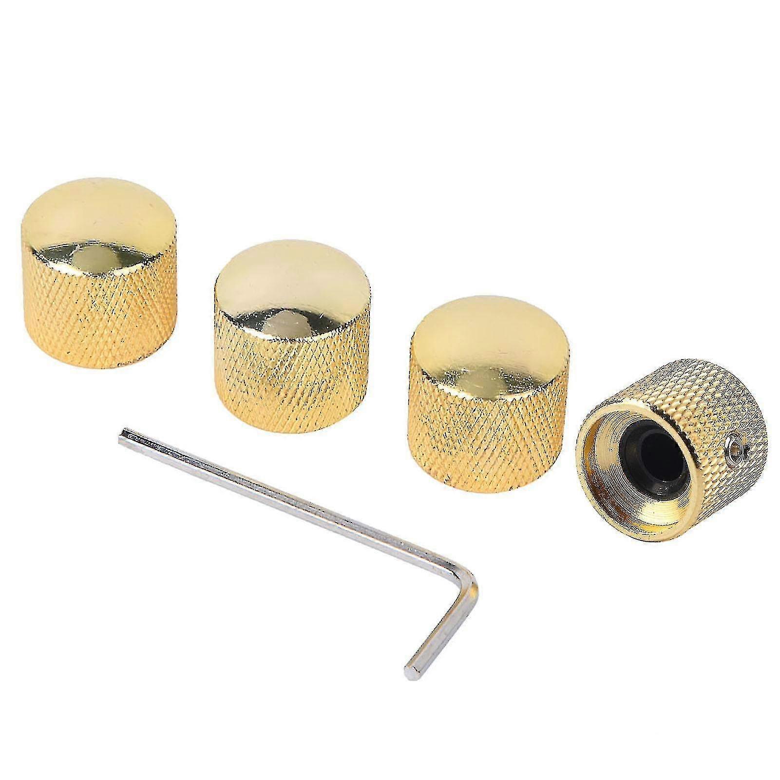 4 Pcs Durable Gold Replacement Knobs for Electric Guitar & Bass - Upgrade Accessories for Enhanced Sound Control
