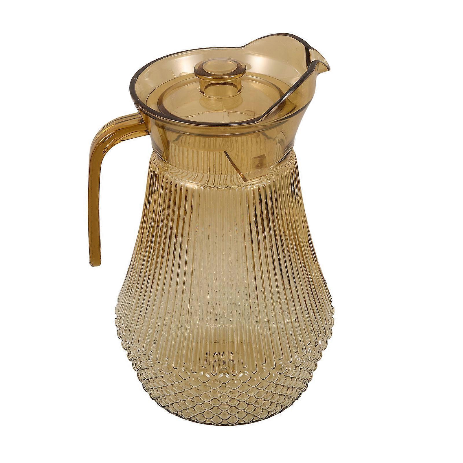Acrylic Water Pitcher with Duckbill Spout Transparent Amber Tea Jug for Hot & Cold Beverages, Iced Coffee & Juice Ideal for Home & Entertaining