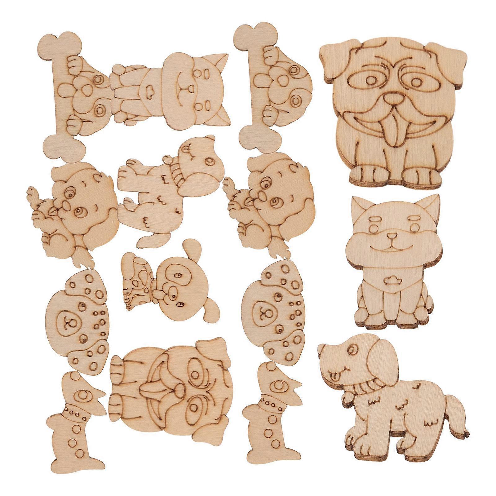 Wood Animal Cutout Diy Painting Wood Cutouts Students Craft Decoration 100Pcs