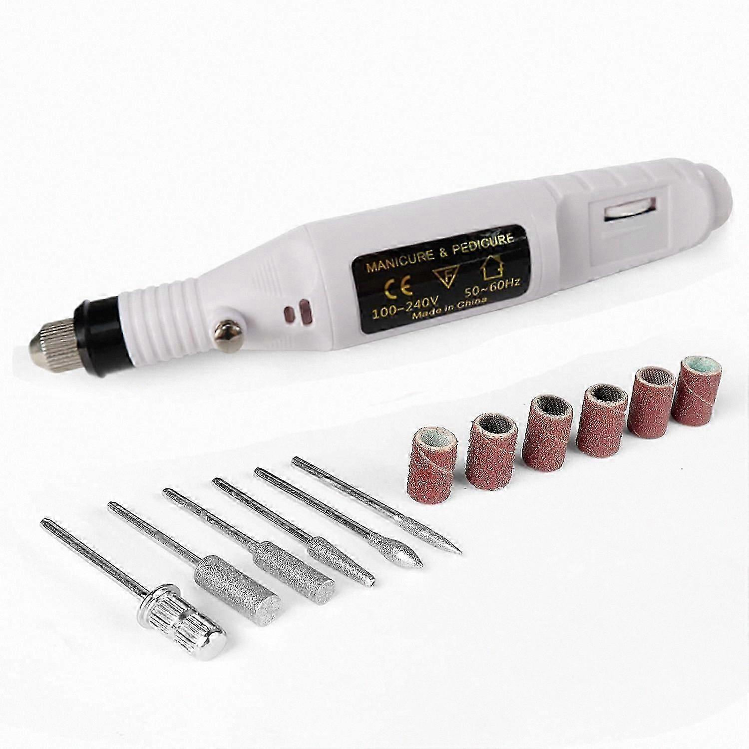 Variable Speed Electric Nail Drill for Professional Polishing, Portable Nail File Tool with Adjustable Settings (White)