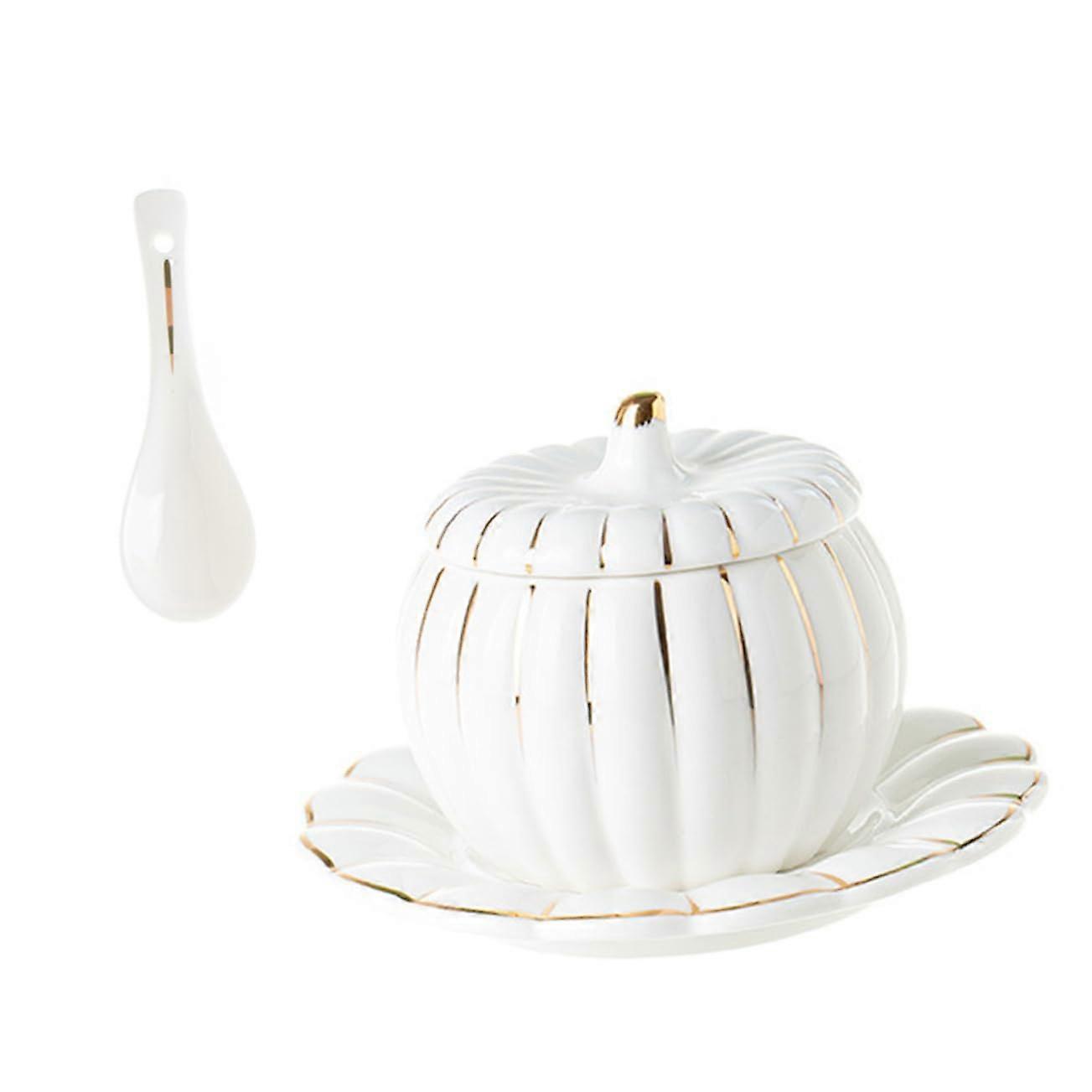 Ceramic Pumpkin Soup Bowl With Decorative Lid For Home, Hotel, Camping - Durable, Stylish, 1.5L Capacity