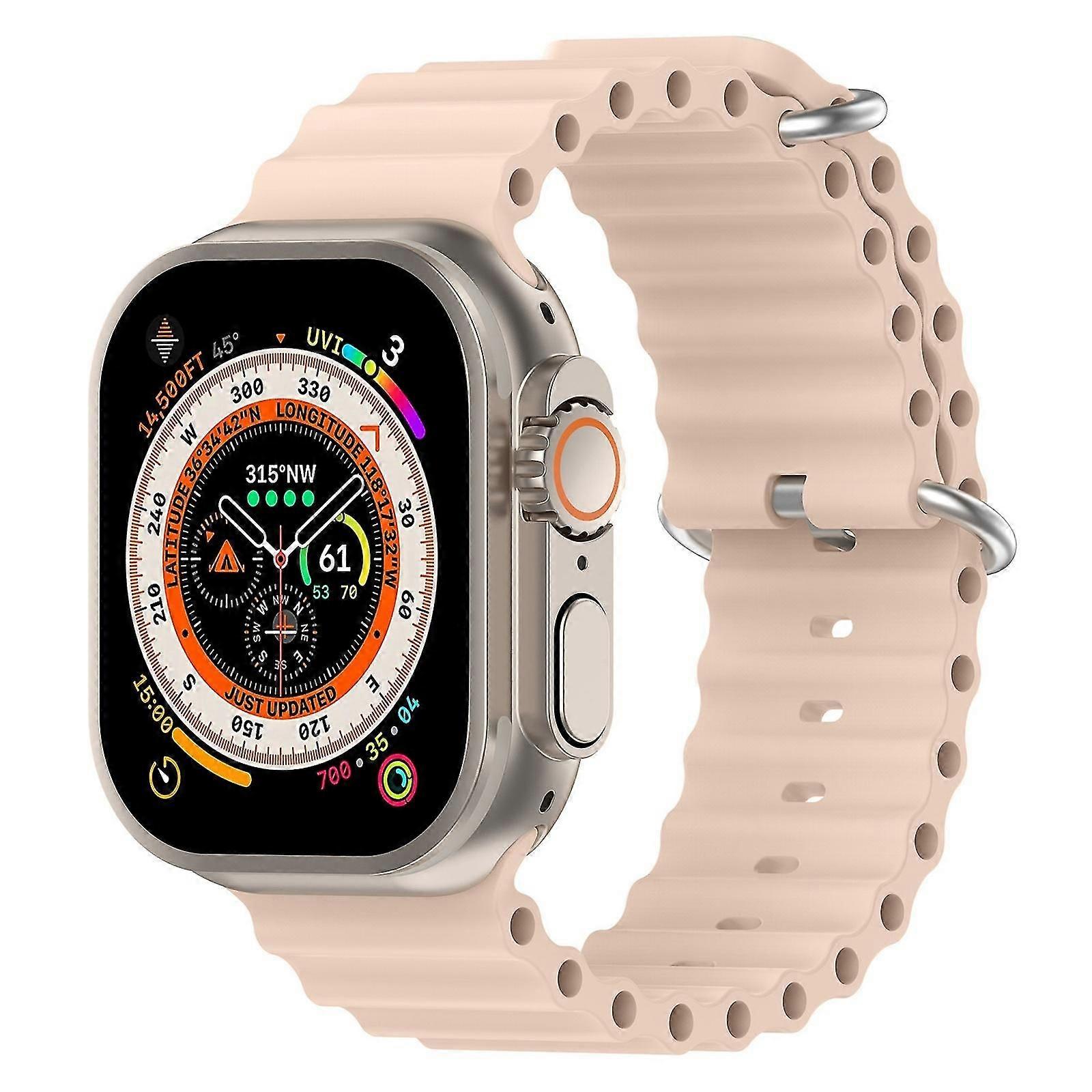 适用于 Apple Watch Ultra 49mm/Series 8&7 45mm/SE 2&6&SE&5&4 44mm 的海洋硅胶表带
