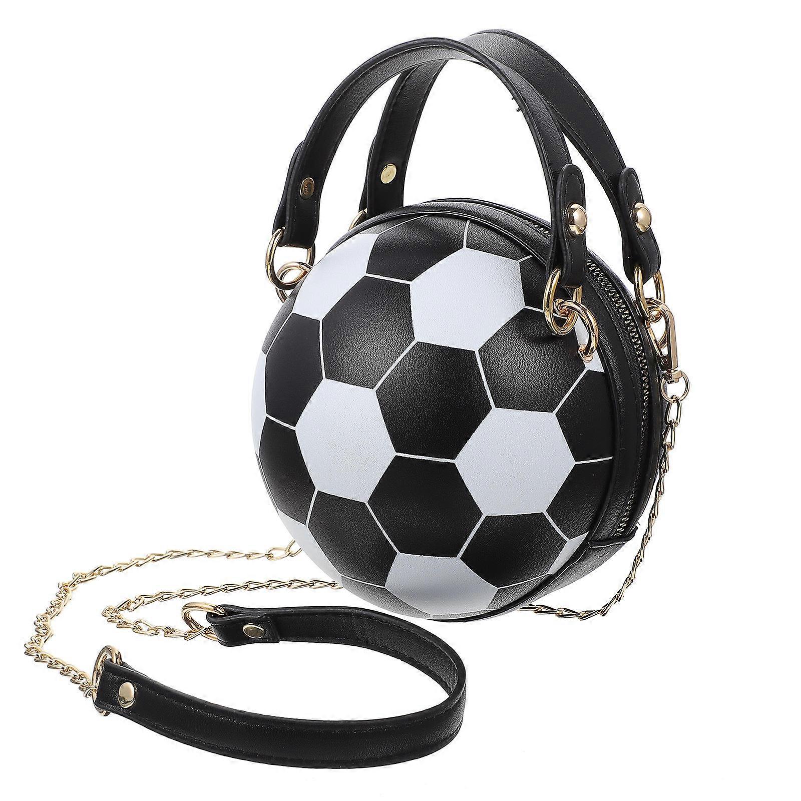 حقيبة كروس بودي بتصميم كرة القدم المألوف للنساء من القماش الأسود PU حقيبة تخزين خفيفة مدمجة