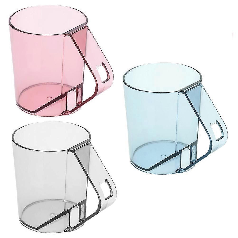 Waterproof Toothbrush Cup Plastic Set of 3Pcs with Round Shape for Family and Children in Assorted Color