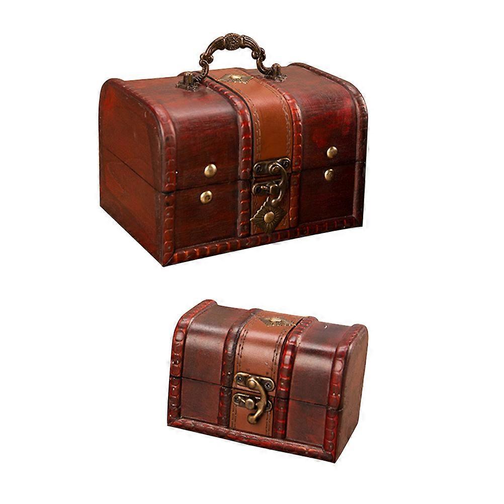 Red Wooden Jewelry Box for Storage Quality Timber Ideal for Home Use 2 Pieces