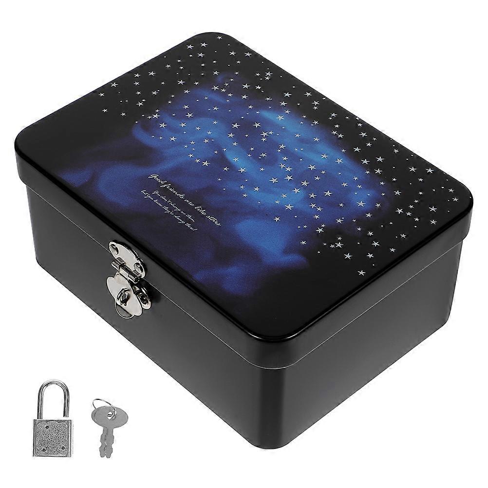 Retro Lockable Tin Storage Box for Jewelry, Documents, and Accessories – Vintage Style Container for Home, Office, and School Use