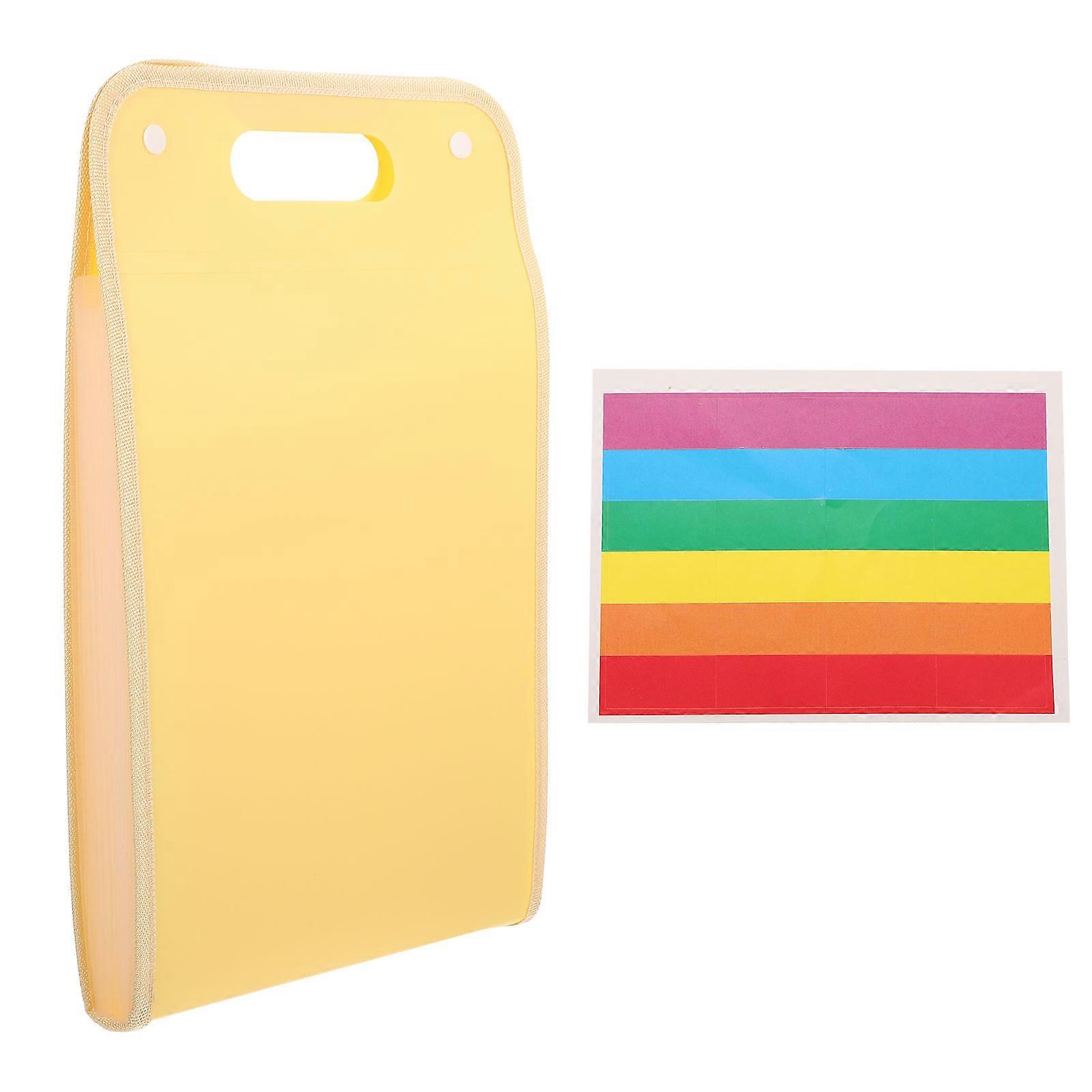 Multi Layer Document Folder Organizer For Home Use 40x26.5cm Yellow Portable 1Set