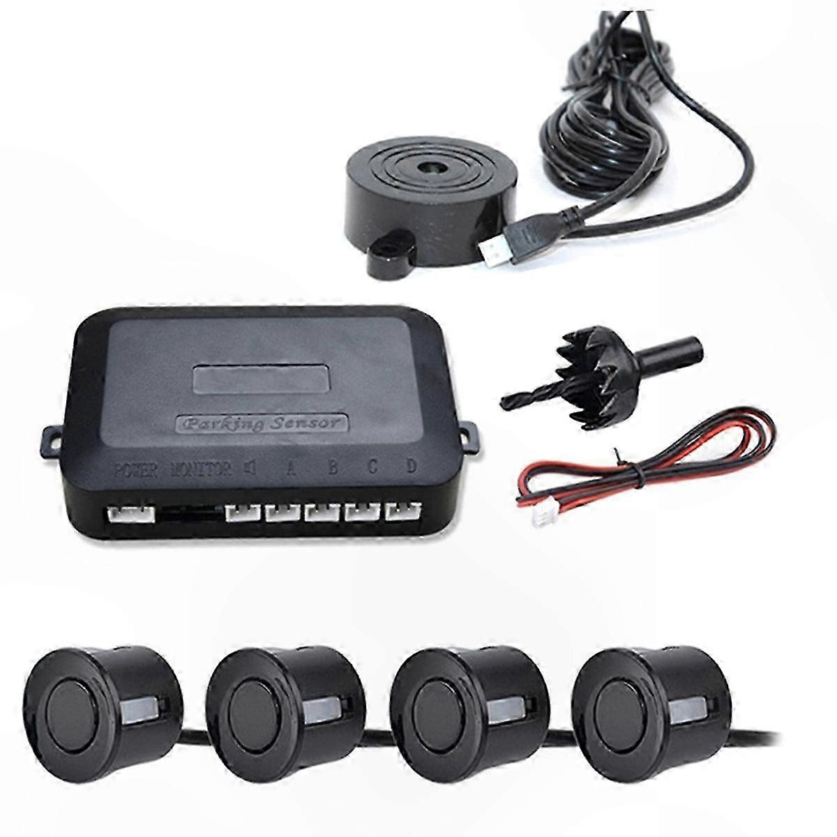 Universal Car Parking Sensor System with 4 Probes, Reverse Backup Radar, Buzzer Alert Indicator