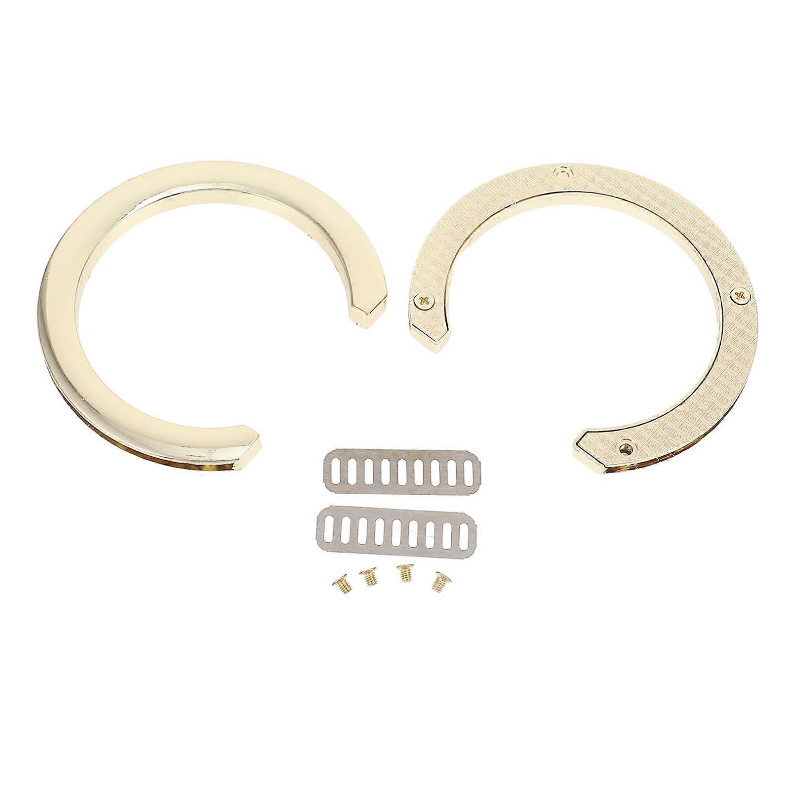 Golden Alloy Bag Buckles with Metal Button for Decoration Use Simple C-type Design 2Pcs