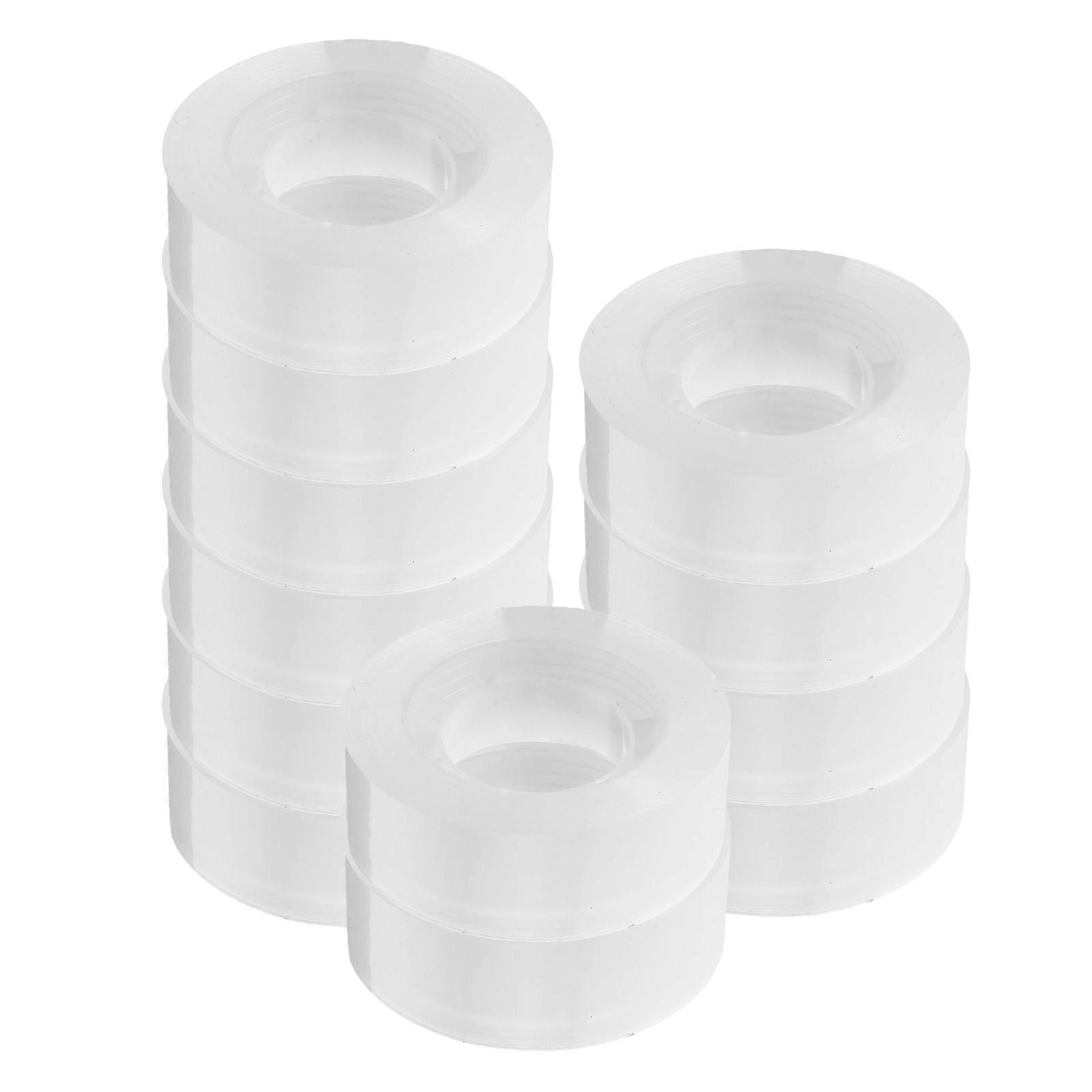 12 Rolls Glossy Transparent Tape for DIY Crafts, Journaling, Envelopes Sealing, and Document Repair