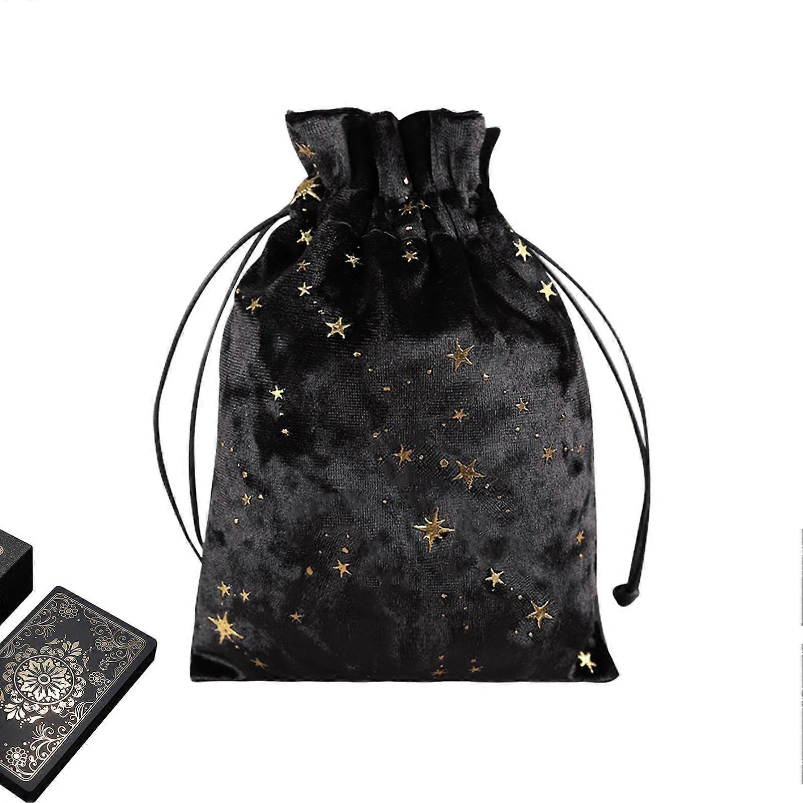 Velvet Tarot Bag with Drawstring, Space Saving, Black Storage, Travel Companion