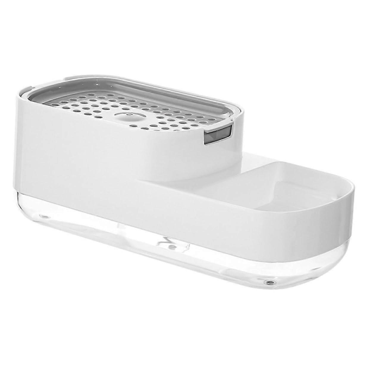 Pump soap dispenser for kitchen with pressure mechanism, white without sponge.