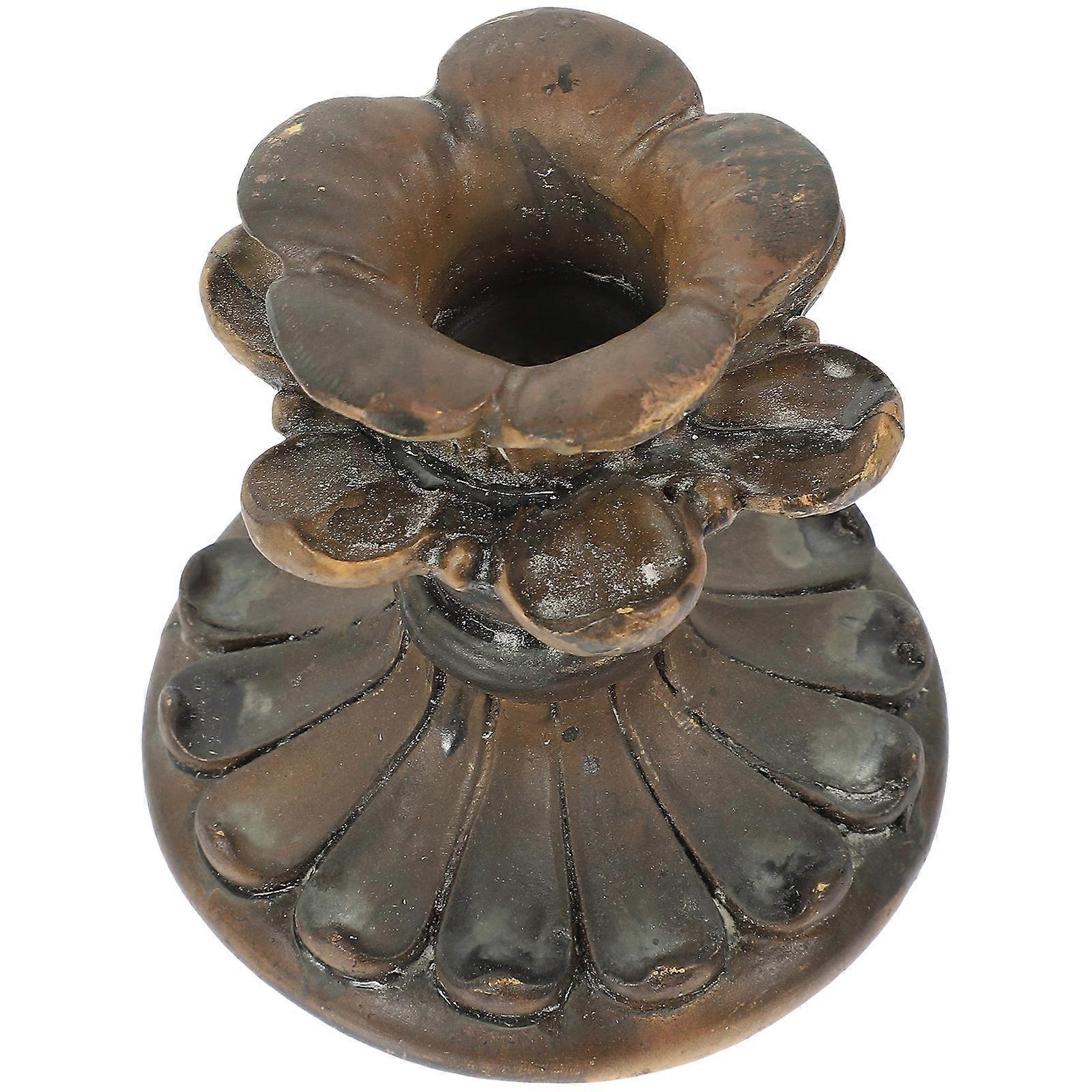 Resin Candle Holder with Carved Floral Design for Home Decoration Multi Color 6 Inch