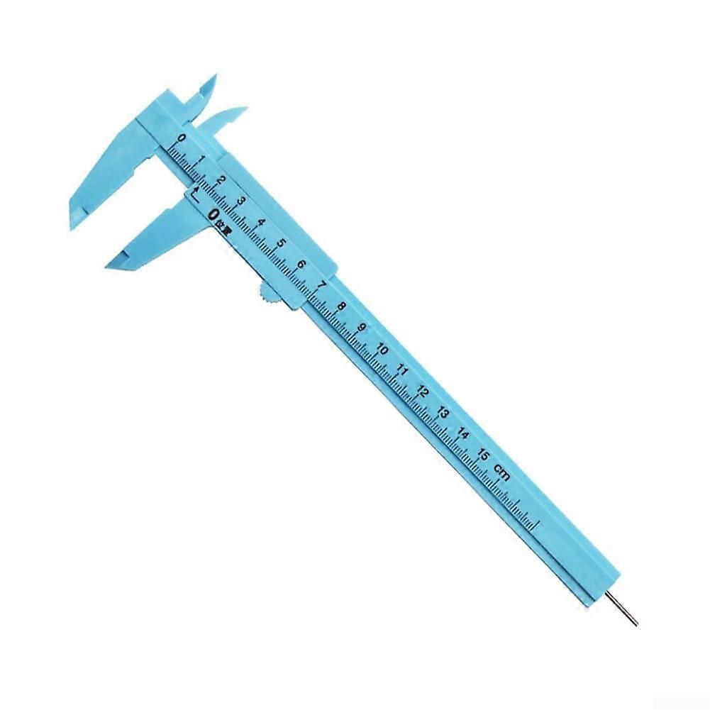 Calipers for precise measurement of height, depth, and diameter, indispensable for jewelry (blue).