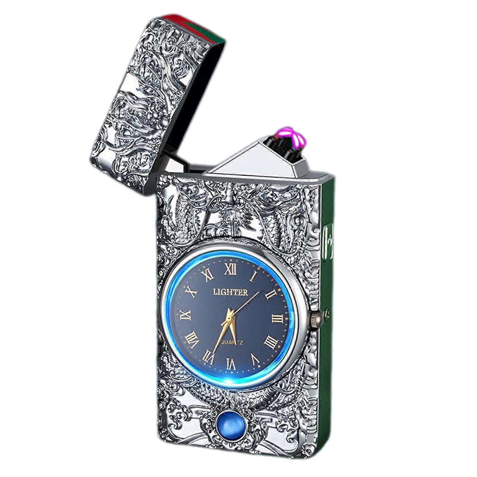 Electric Lighter with Battery Indicator Rechargeable Dragons Lighters with Dial Reliable Survival Tool