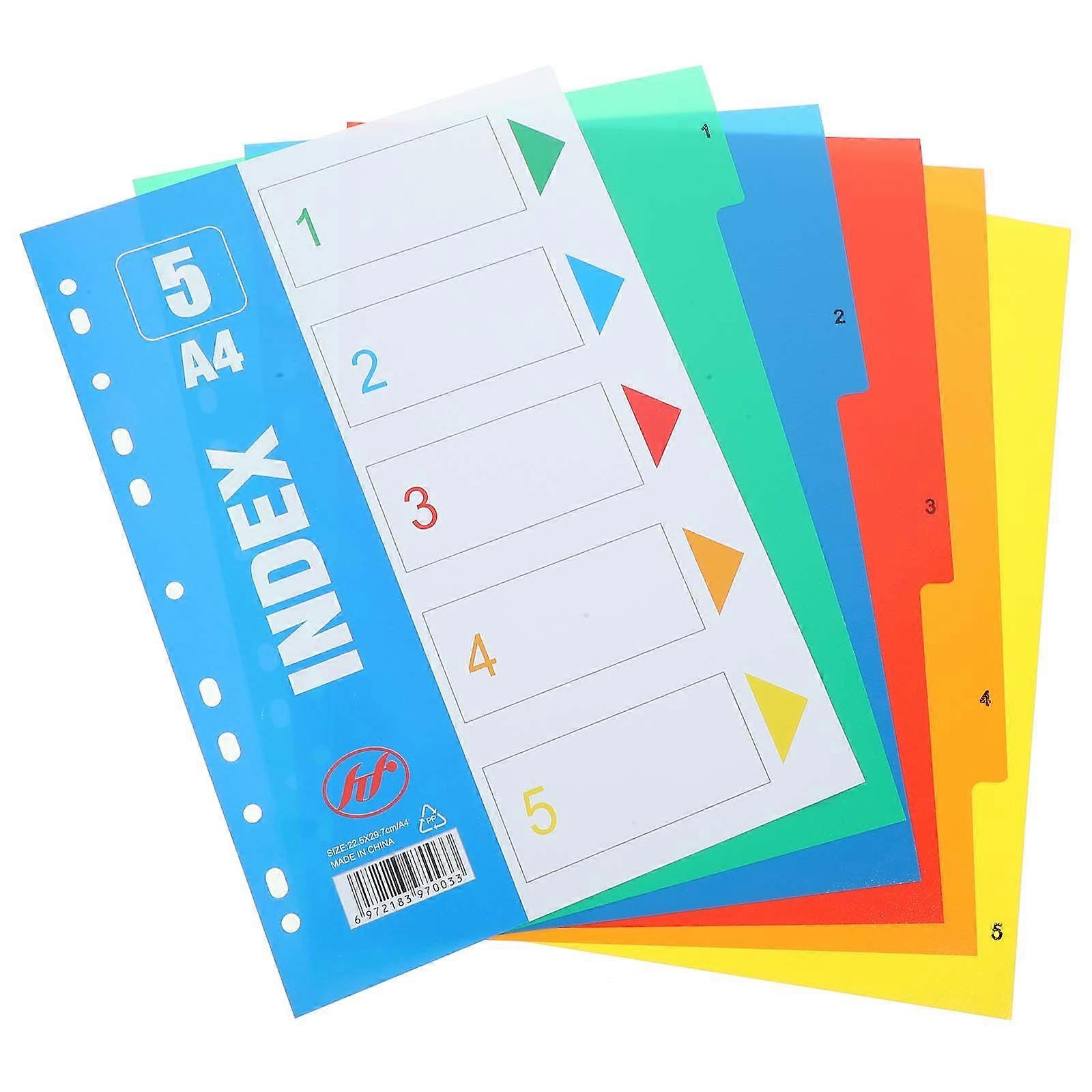 1 set di divisori per notebook per la casa divisori per schede da ufficio comode linguette per raccoglitori accessori per libri (numero 1-5)