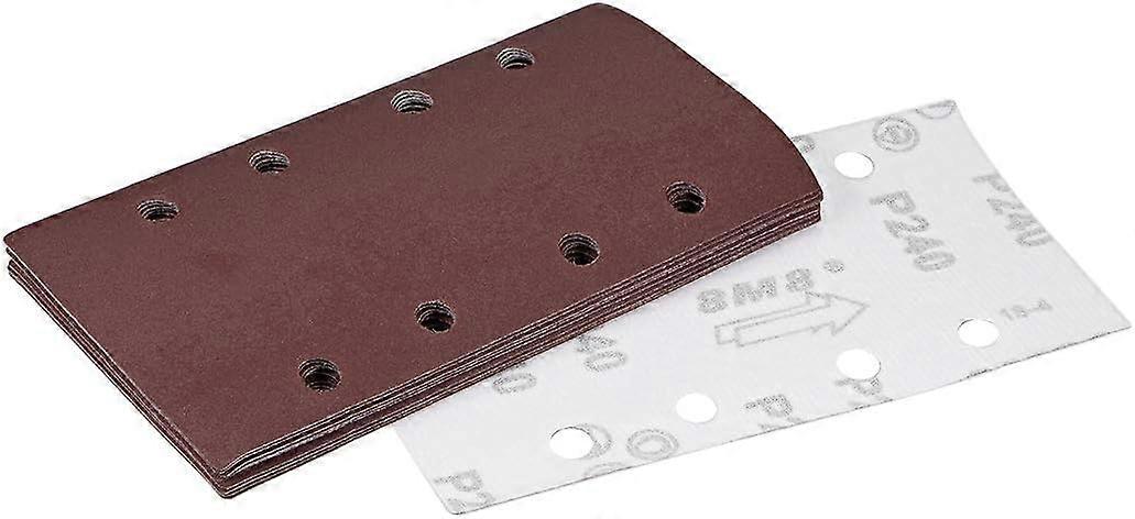 10pcs 240 grit sanding sheets, 95x185mm, hook and loop, 8 holes