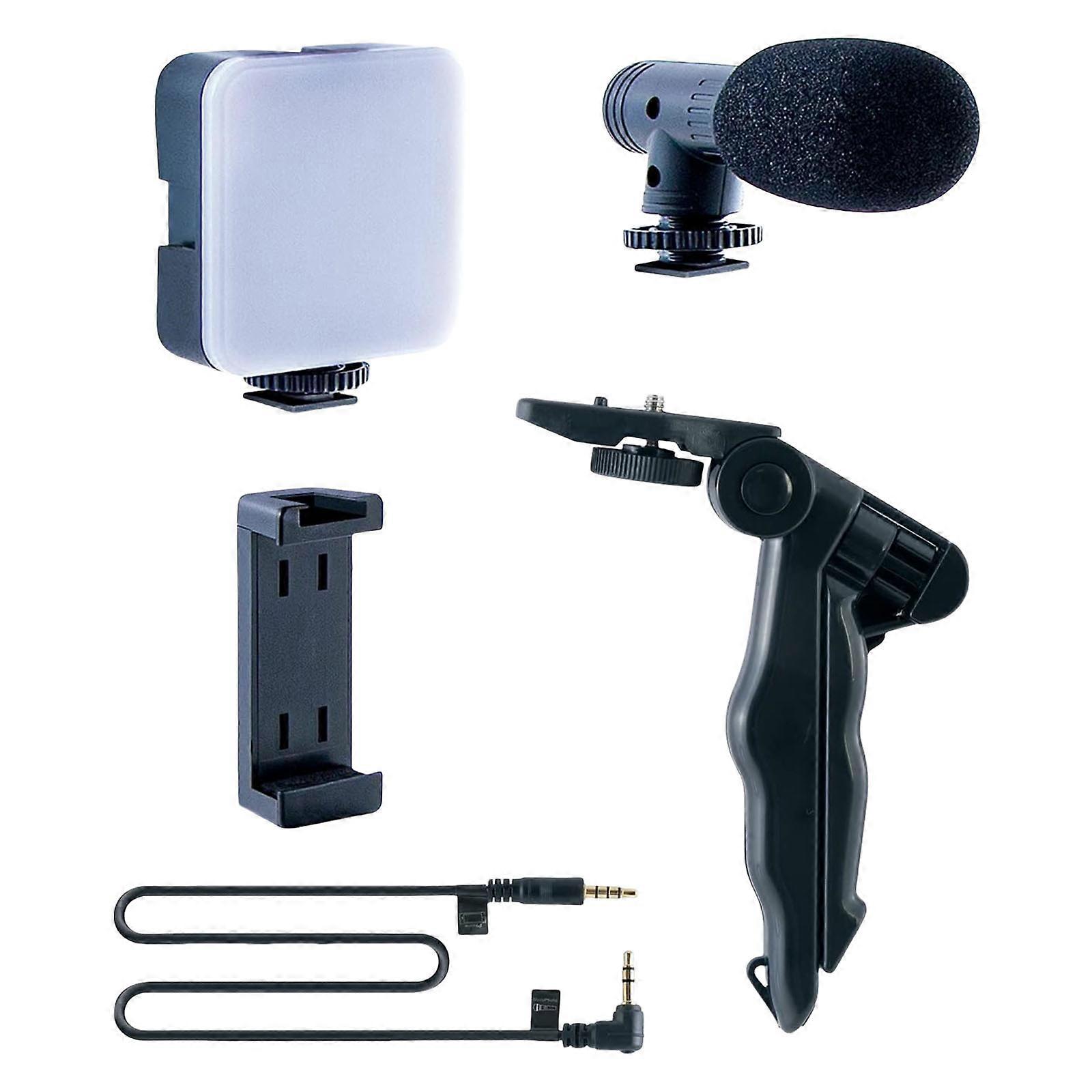 Starter Set for Most Smartphones Vlog Set with Tripod Light Microphone and Phone Clip for Video Calling Conference Multicolor