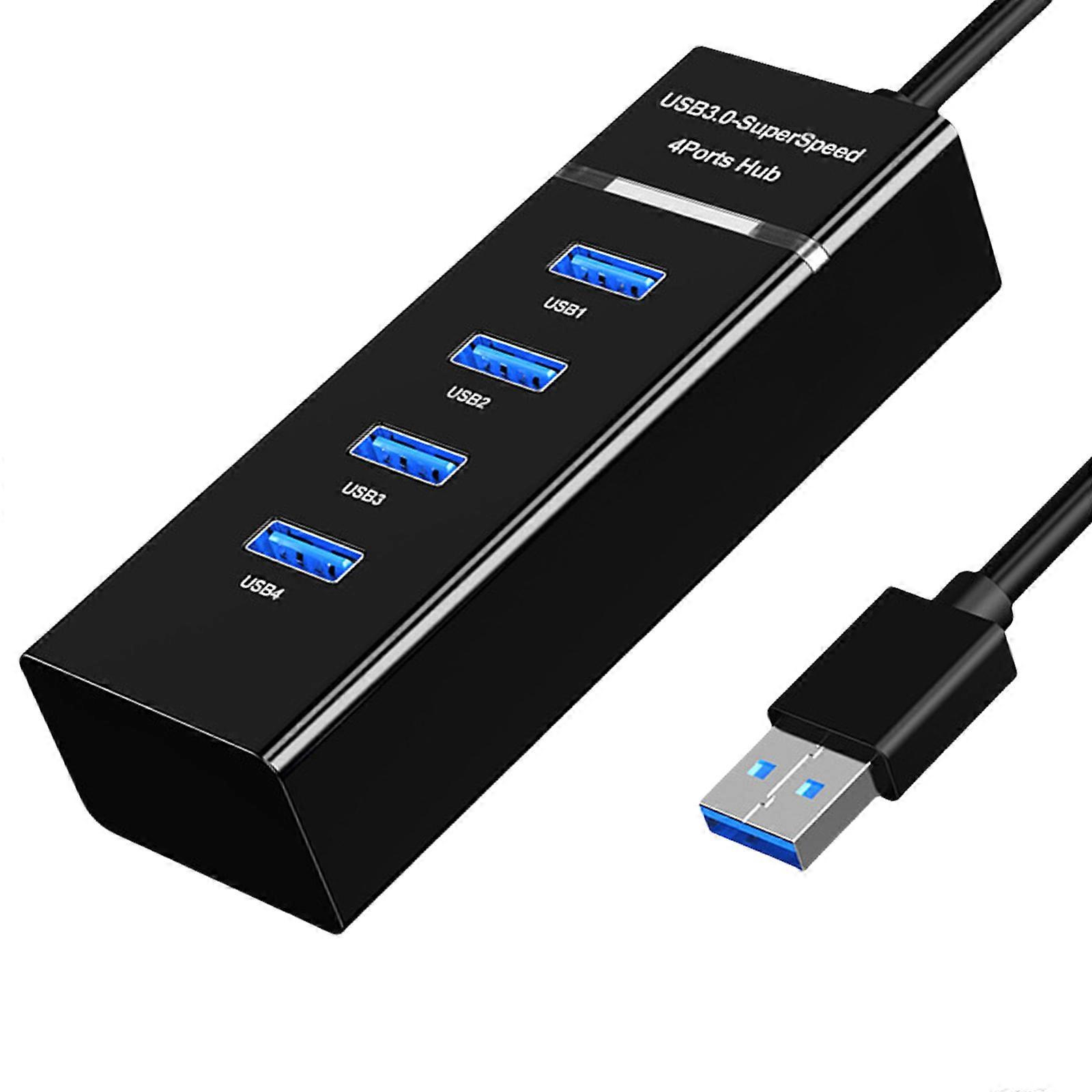 Portable 4 Port USB 3.0 Hub Connect Multiple Devices USB Expansion Hub Data Hub Adapter ABS Hub Multipurpose for Home Multicolor