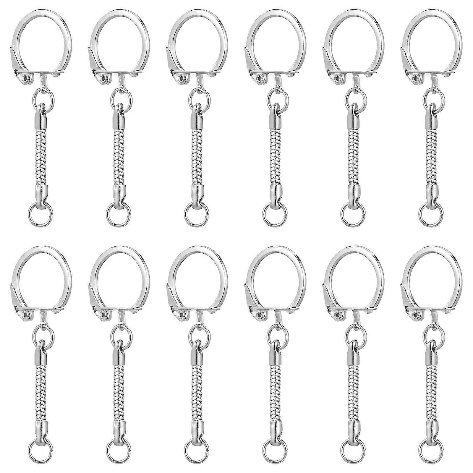 30pcs Snake Chain Key Ring Key Chains Bag Charms DIY Craft Silver