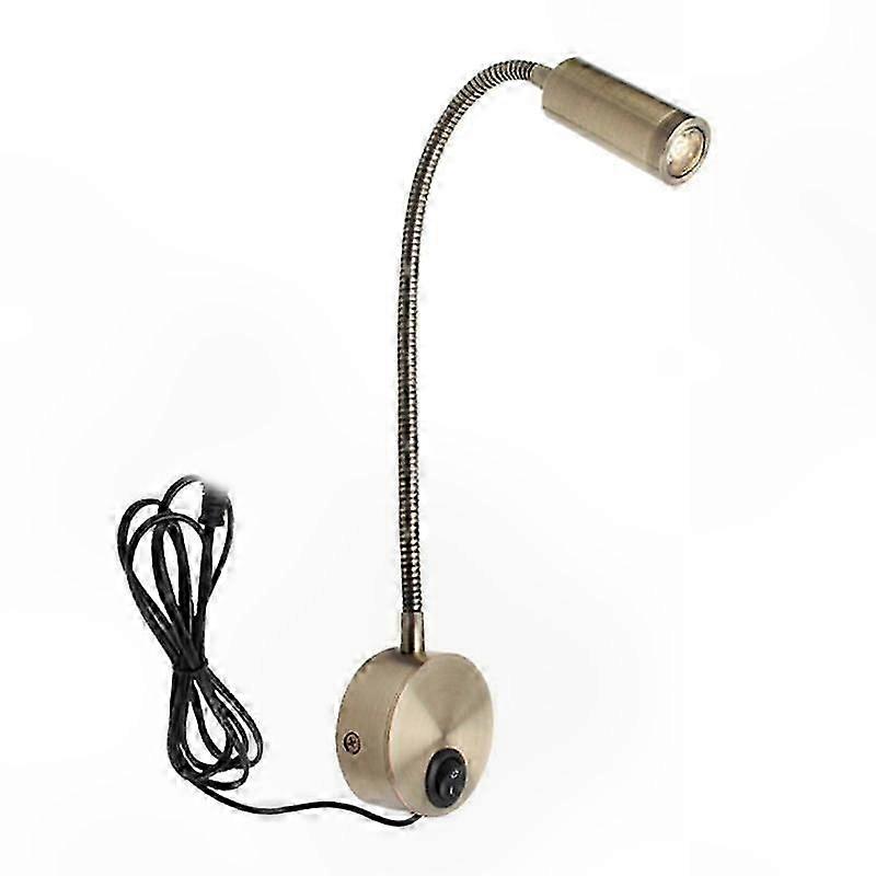 Gold Minimalist Wall Lamp with Switch Control and EU Plug for Bedroom Reading