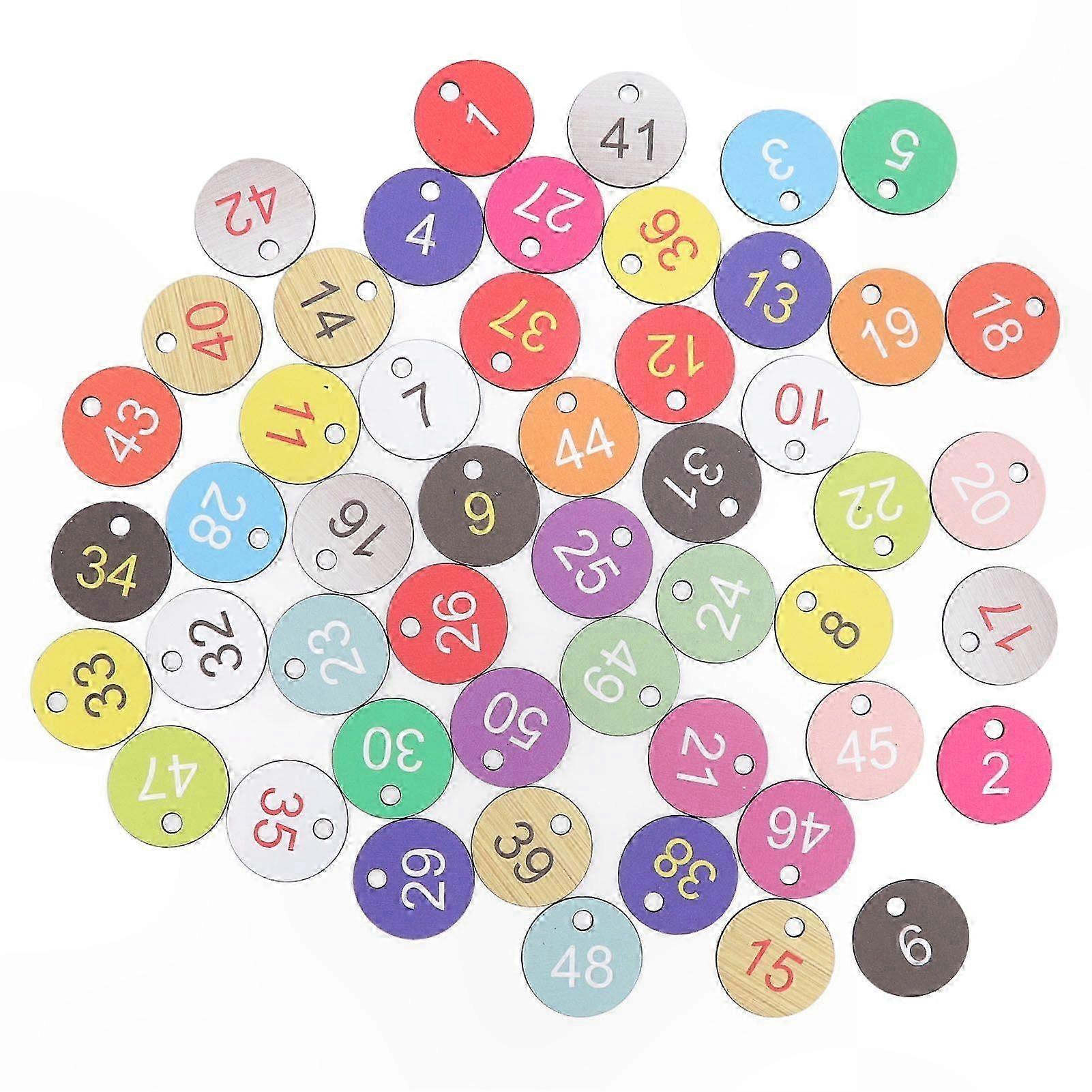 50 Count Round Plastic Number Tags for Beekeeping and Livestock Farming 1-50