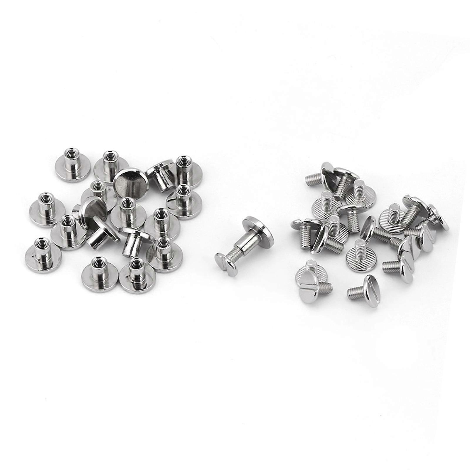 20Pcs Brass Threaded Flat Head Nail Rivets Screws 8mm Silver