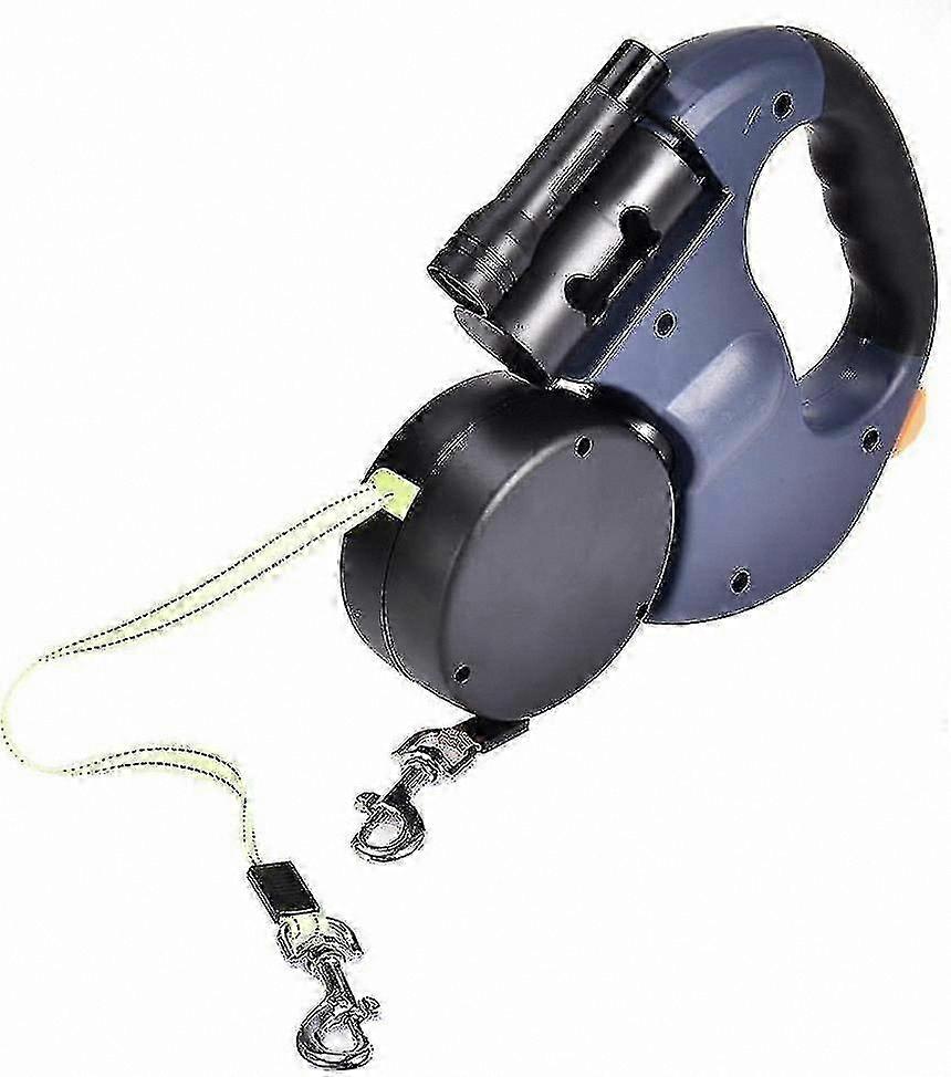 Dual Retractable Pet Leash with Waste Bag Dispenser and Flash Light Functionality for Dogs