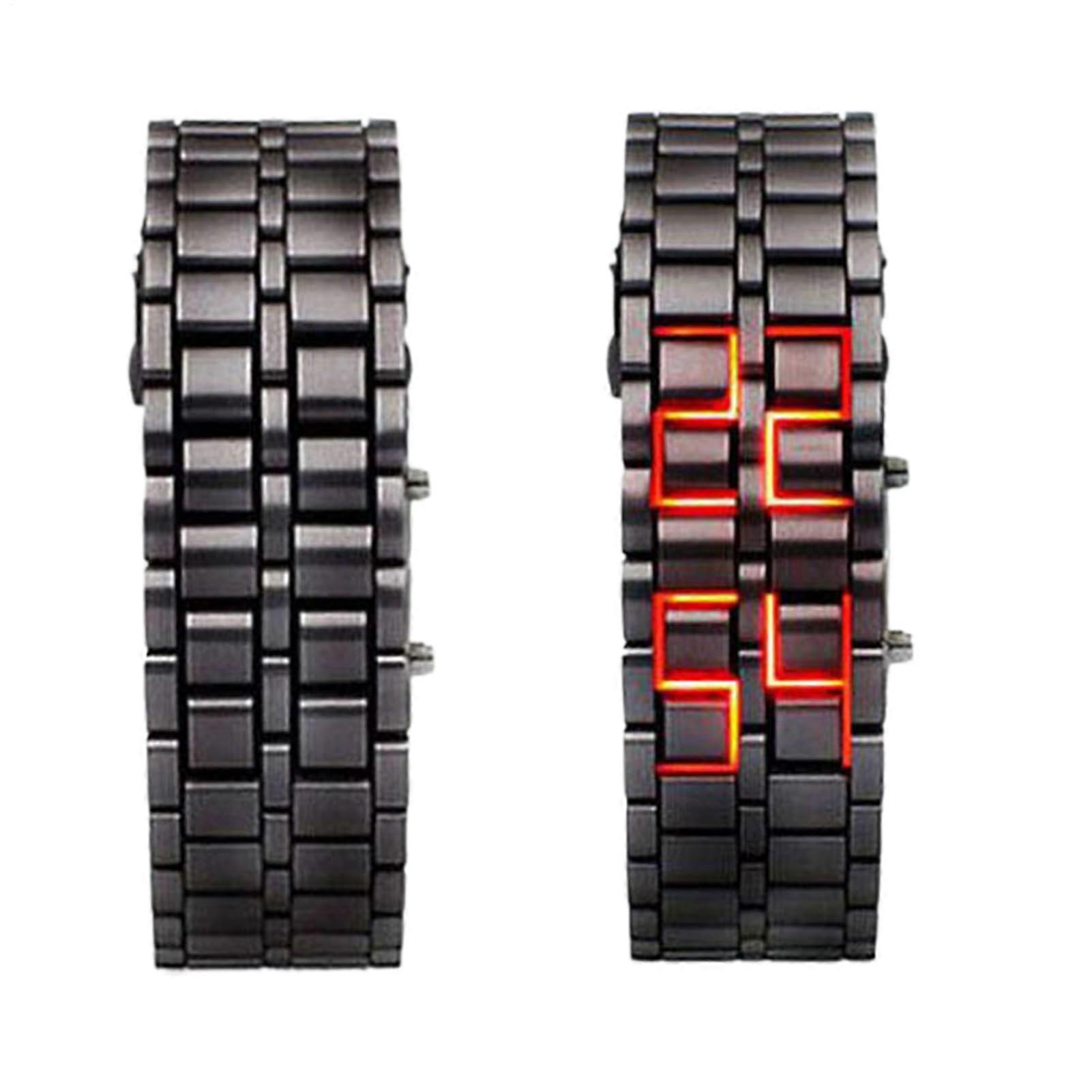 LED Watches for Men Waterproof Metal Digital Wristwatch with LED Display, SportReady Adjustable Bracelet Black/Blue
