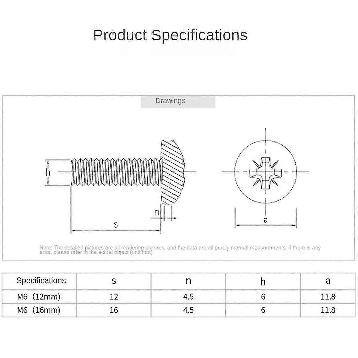 50pcs M6x16mm Cabinet Screws Rack Mount Cage Nuts Screw Washers for Server Chassis Distribution Shelves Routers,Black