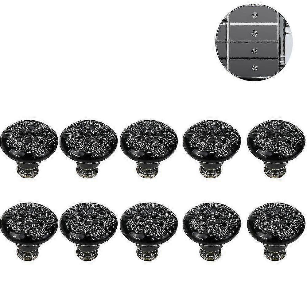 10 Ceramic Knobs, Old -fashioned Cabinet Door Knobs