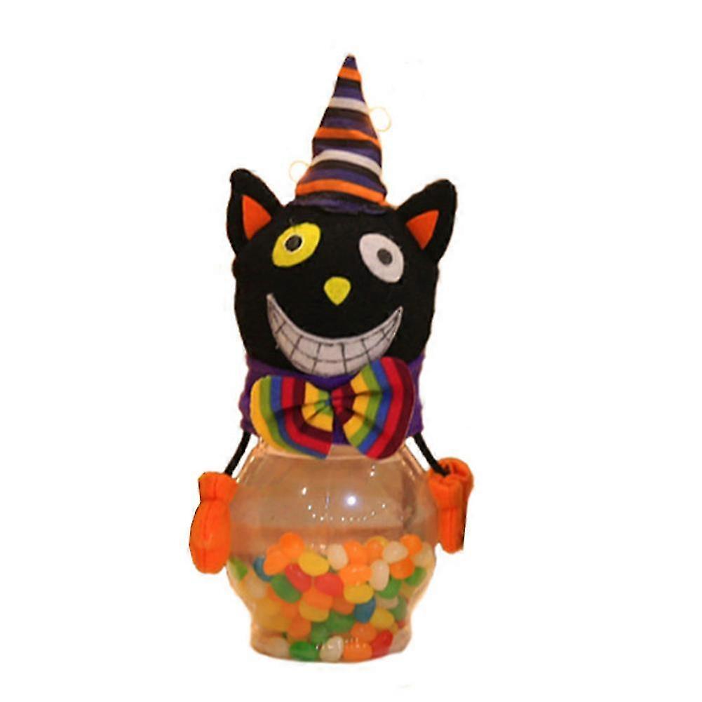 Transparent Plastic Halloween Element Jar Bottle for Candy Chocolate(Cat)