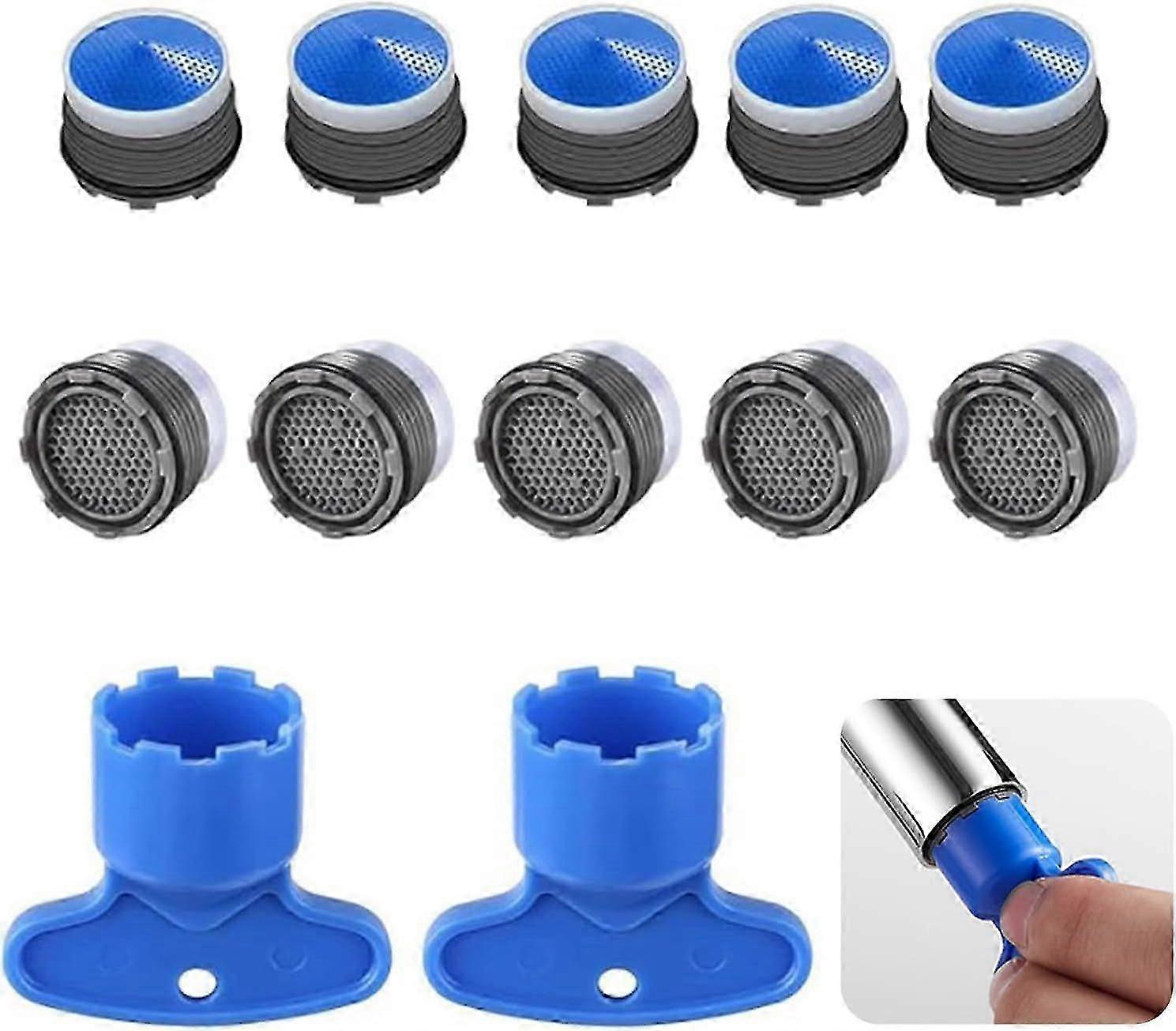 10 Pack Faucet Aerator, M18.5 Faucet Aerator, Plastic Faucet Aerator, Faucet Aerator with 2 Aerator Wrench, Water Saving Faucet Aerator for Kitchen, B