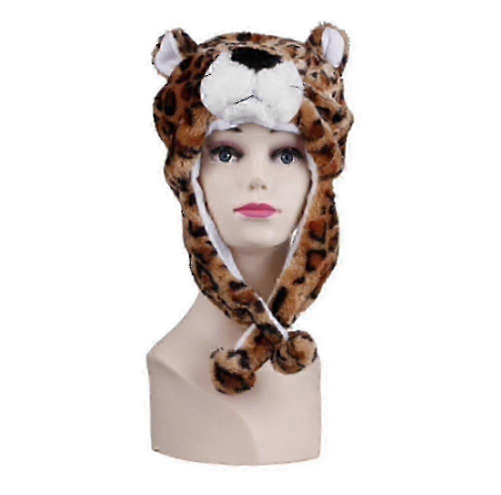 Divertenti cappelli di peluche da donna - Poliestere foderato in pile con design animale