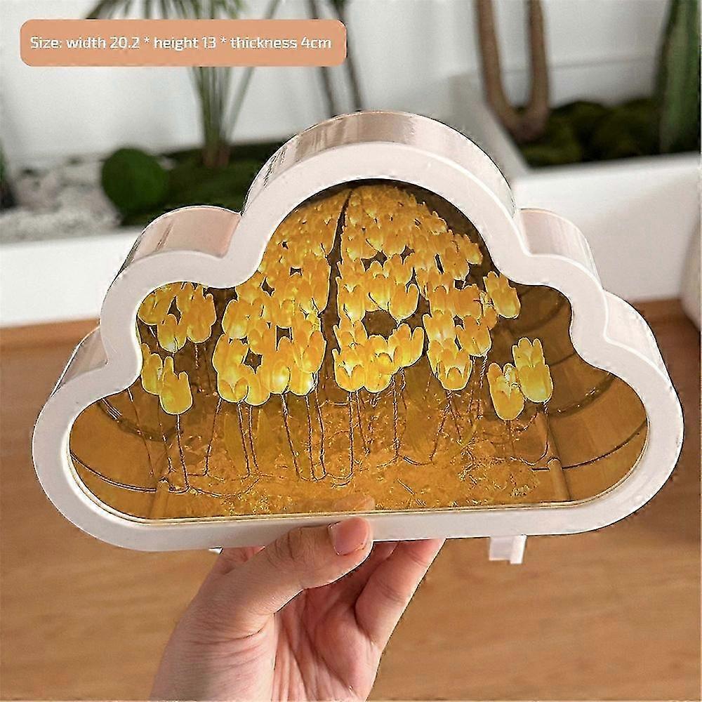 DIY Tulip-Shaped Mirror Lamp with Cloud Design Night Light for Home Decor
